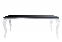 Table de salle à manger 180cm, design baroque en noir et argent