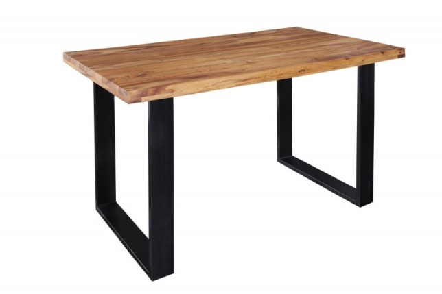 Table à manger de120cm en bois massif coloris naturel