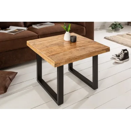 Table basse carrée en bois massif Manguier  60cm coloris naturel