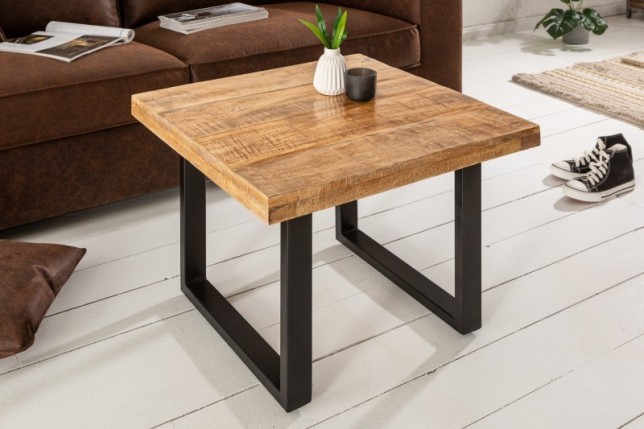 Table basse carrée en bois massif Manguier  60cm coloris naturel