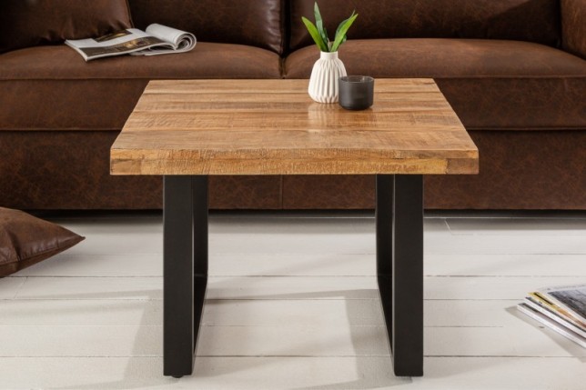 Table basse carrée en bois massif Manguier  60cm coloris naturel