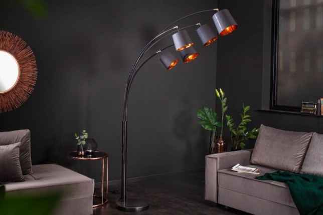 Lampadaire à 5 lampes design coloris doré et noir
