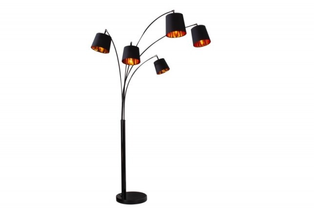 Lampadaire à 5 lampes design coloris doré et noir