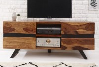Meuble TV en bois massif  sheesham coloris naturel