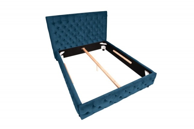 Lit 160 x 200 cm design baroque coloris bleu foncé