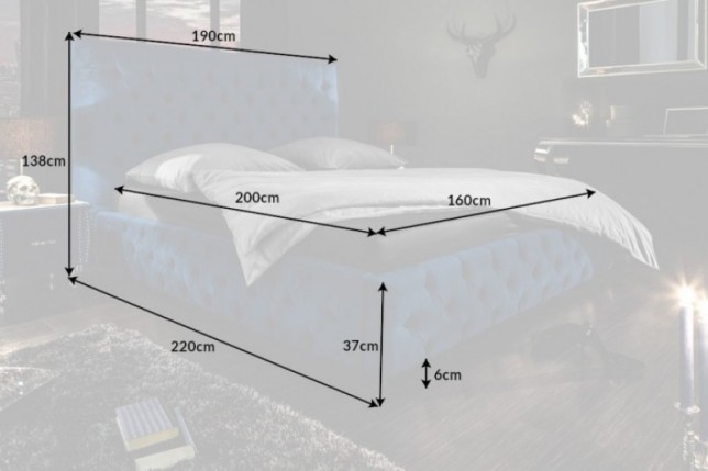 Lit 160 x 200 cm design baroque coloris bleu foncé