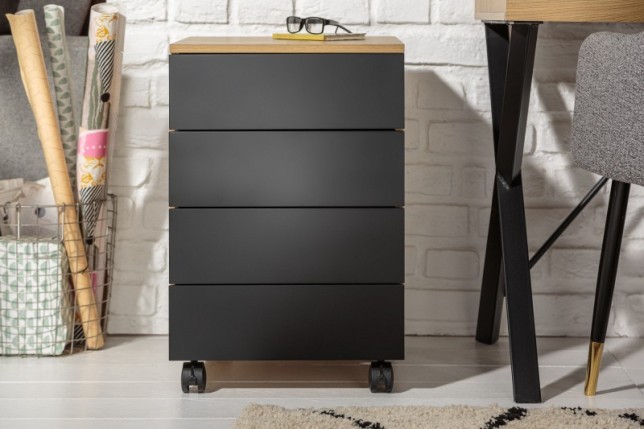 Caisson de bureau à 4 tiroirs coloris noir