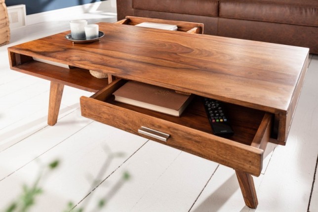 Table basse en bois massif design scandinave