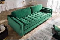 Canapé 225cm en velours coloris vert émeraude