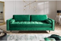 Canapé 225cm en velours coloris vert émeraude