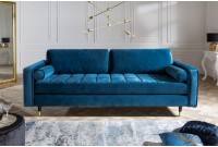 Canapé 225cm en velours coloris bleu aqua