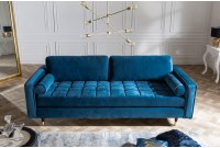 Canapé 225cm en velours coloris bleu aqua