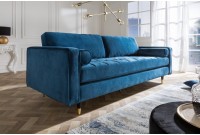 Canapé 225cm en velours coloris bleu aqua