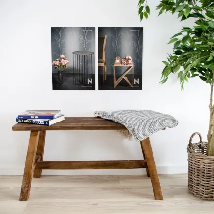 Banc Barcelona en Teck Recyclé Naturel - Pièce Unique 90 cm | Elsines
