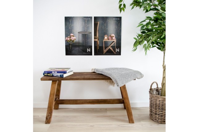 Banc Barcelona en Teck Recyclé Naturel - Pièce Unique 90 cm | Elsines