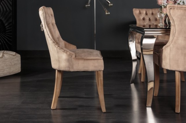 Chaise de table à manger en velours coloris café