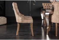 Chaise de table à manger en velours coloris café