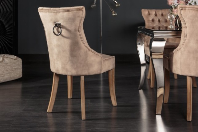 Chaise de table à manger en velours coloris café