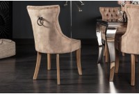 Chaise de table à manger en velours coloris café