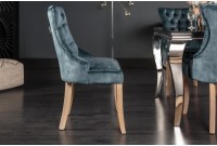 Chaise de table à manger en velours coloris pétrole