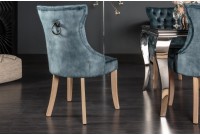 Chaise de table à manger en velours coloris pétrole
