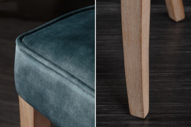 Chaise de table à manger en velours coloris pétrole