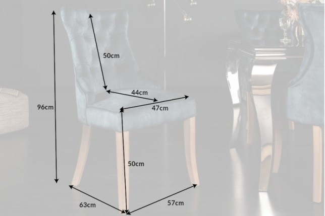 Chaise de table à manger en velours coloris pétrole