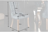 Chaise de table à manger en velours coloris pétrole
