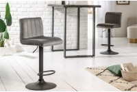 Tabouret de bar en velours coloris gris