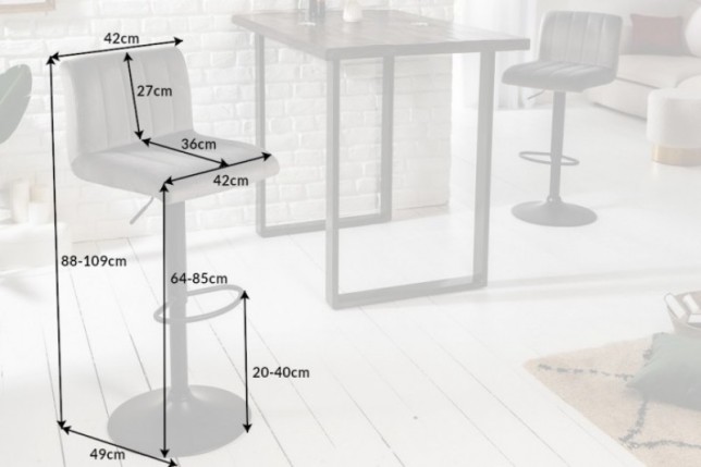 Tabouret de bar en velours coloris gris