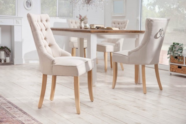 Chaise de table à manger en velours coloris beige