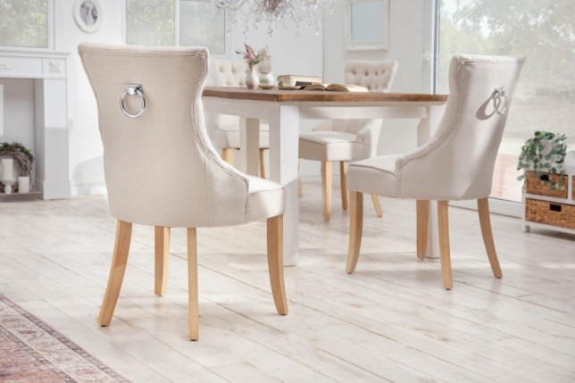 Chaise de table à manger en velours coloris beige