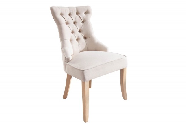 Chaise de table à manger en velours coloris beige