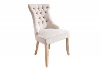 Chaise de table à manger en velours coloris beige