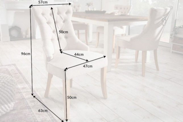 Chaise de table à manger en velours coloris beige
