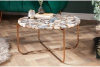 Table basse en agate coloris bleu et doré